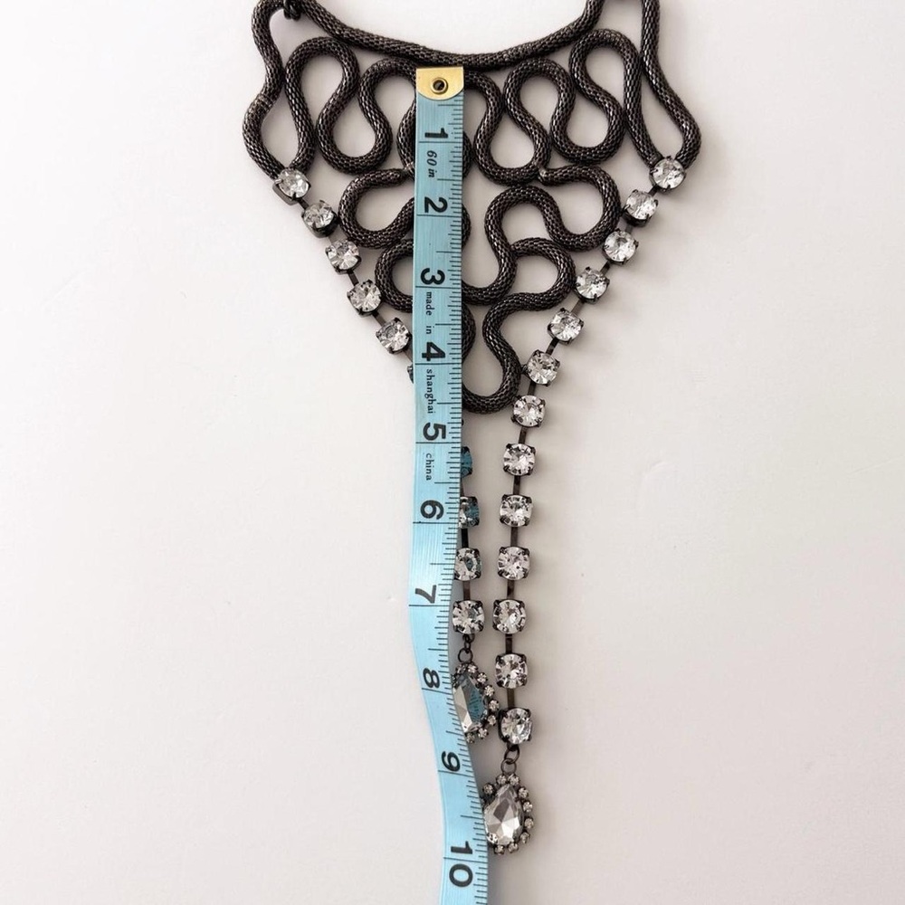 Large Statement Silver Mesh & Clear Rhinestone Bi… - image 7